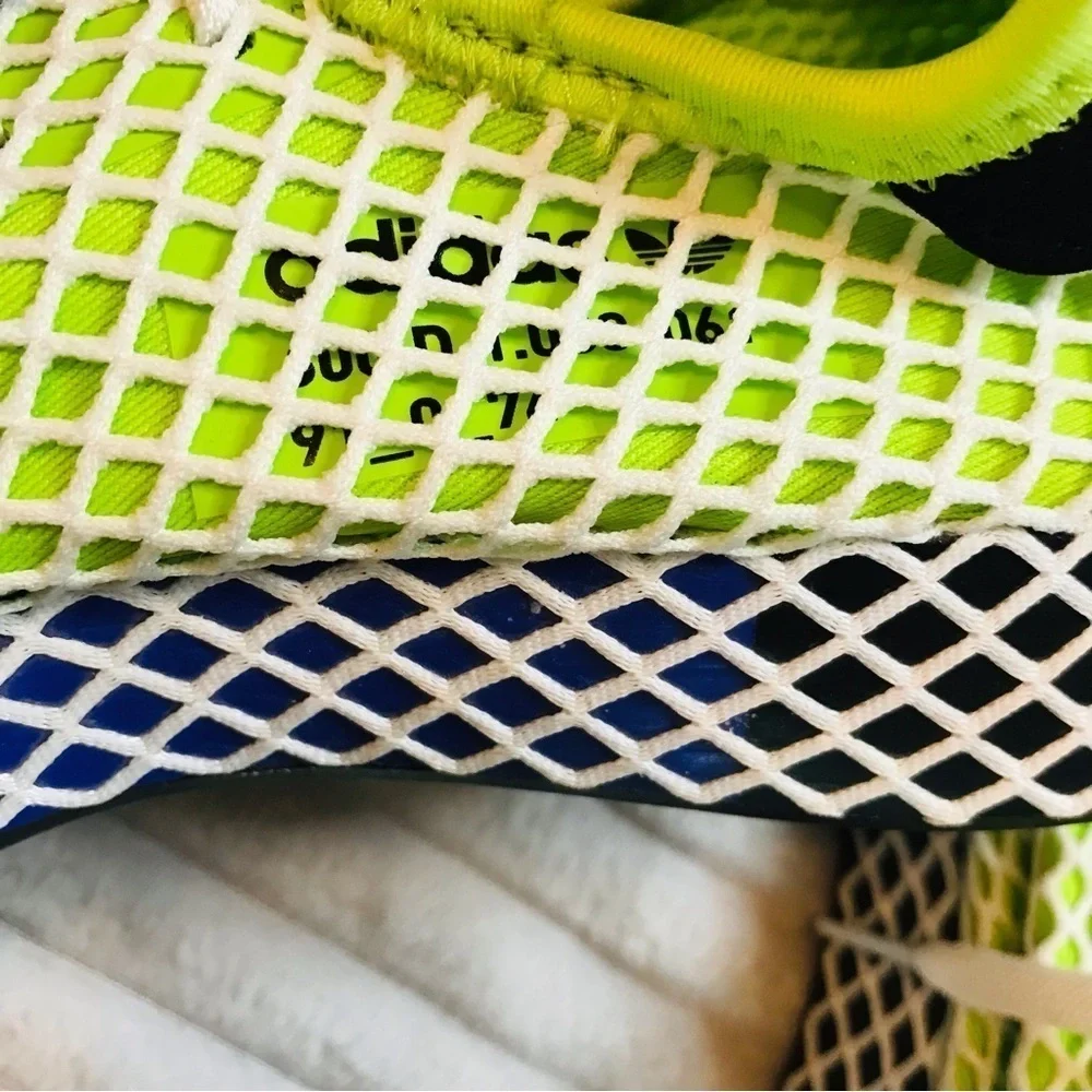 adidas Deerupt Muted Neons Solar Slime Mesh Sneakers Tennis Shoes mens size 5